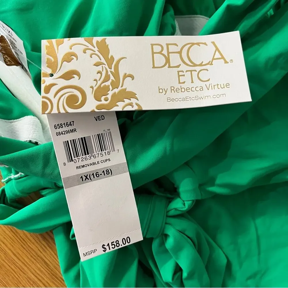 Becca Etc Strappy One Piece swimsuit green verde - 1X